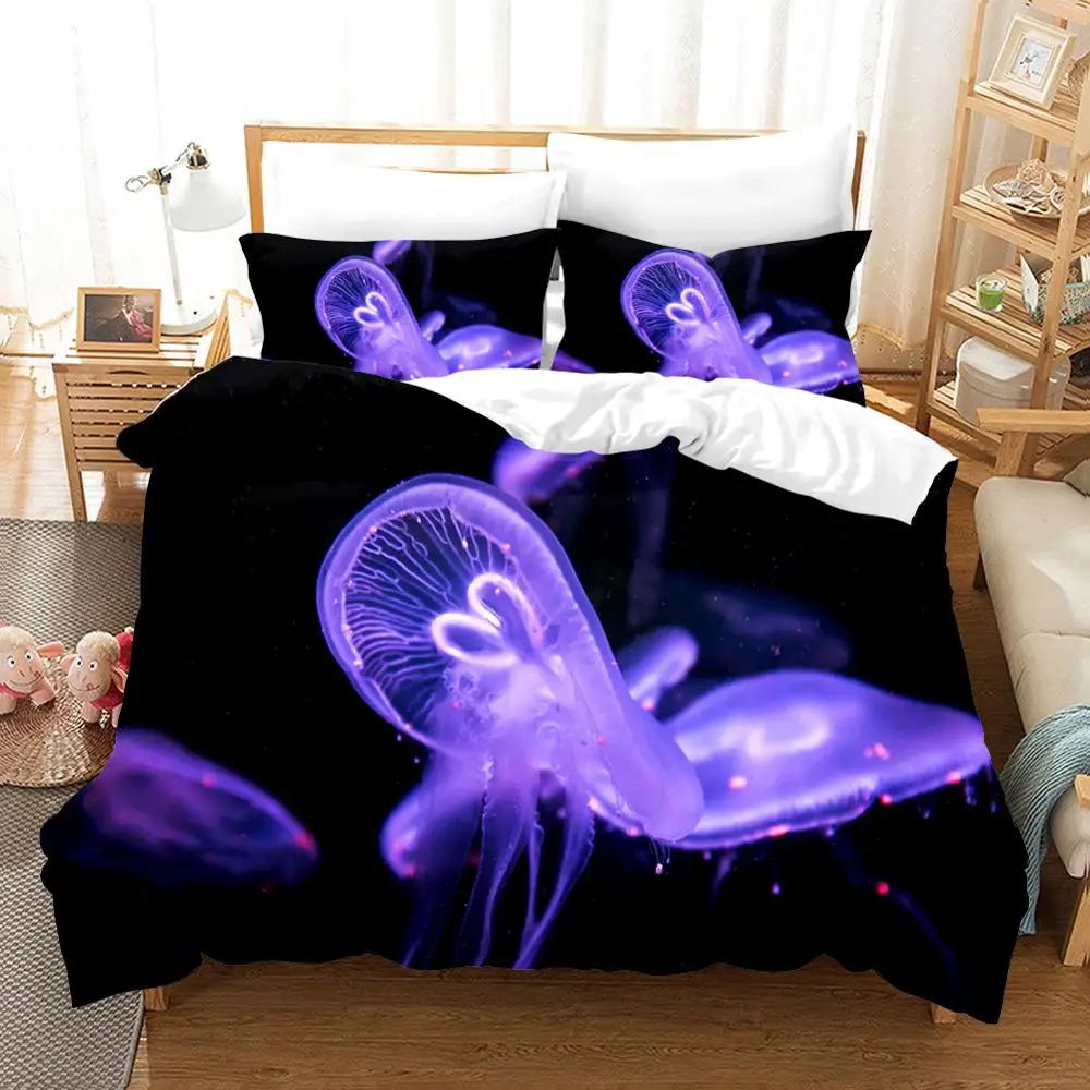 Комплект постельного белья с 3d принтом Морская жизнь Медузы друзей Подарочный пододеяльник набор домашнего текстиля