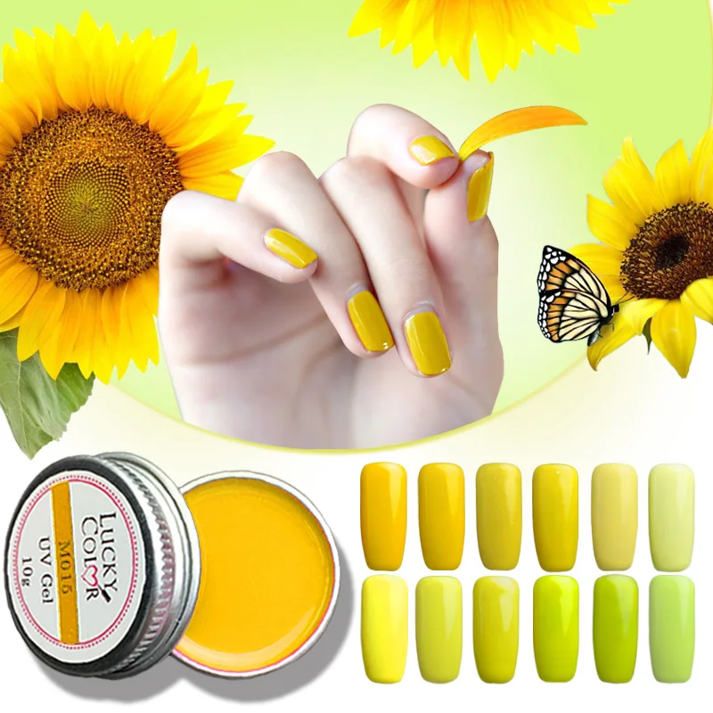 

Lucky Color Vibrant Yellow Series Gel Varnish with Brush Soak Off LED UV Nail Polish Art Long Lasting Lacquer Manicure Beauty10g