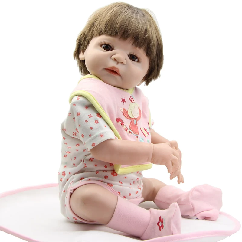 

Full Body Silicone Vinyl Reborn Babies Girl Dolls 58CM /23 Inch Realistic Lifelike Baby Toy Christmas Gift