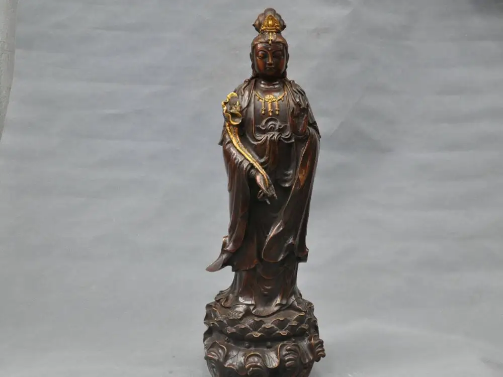 

22'' China Bronze Buddhism Guanyin Kwan-yin Bodhisattva Buddha Statue Figurine