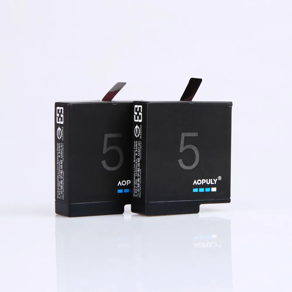 

AOPULY 2Pcs GoPro hero 5 battery 1600mAh bateria hero5 Gopro5 battery for GoPro Go Pro Hero5 HERO 5 Camera AHDBT-501 AHDBT 501