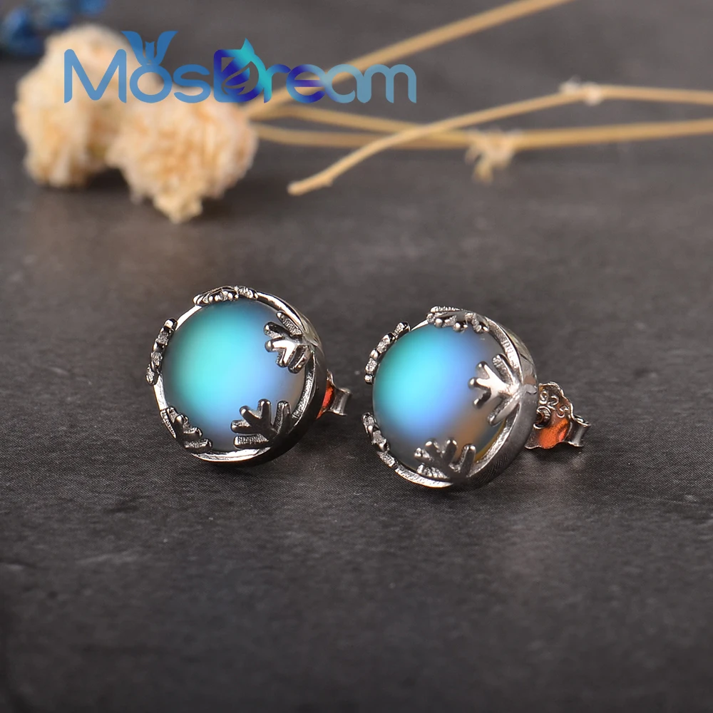 Moonlight Ladies Fashion Aurora Borealis Earrings s925 Silver Stud Elegant Jewelry Birthdays Romatic Gift for Women