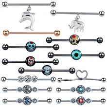 1 шт. стальные несколько стилей промышленные серьги-гантели пирсинг длинный бар хряща строительные леса пирсинг Спиральные серьги Tragus Body Jewery