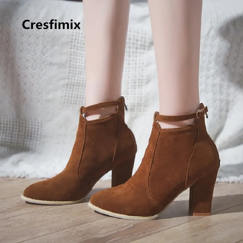 

Cresfimix botas femininas women fashion plus size beige anke martin boots lady cool comfortable black autumn winter boots a2842