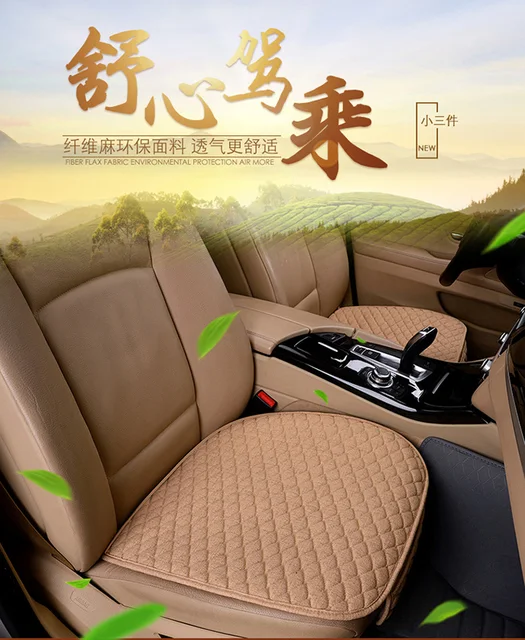 Linen Fabric Car Seat Cover Four Seasons Front Rear Flax Cushion Breathable Protector Mat Pad Auto accessories Universal Size -