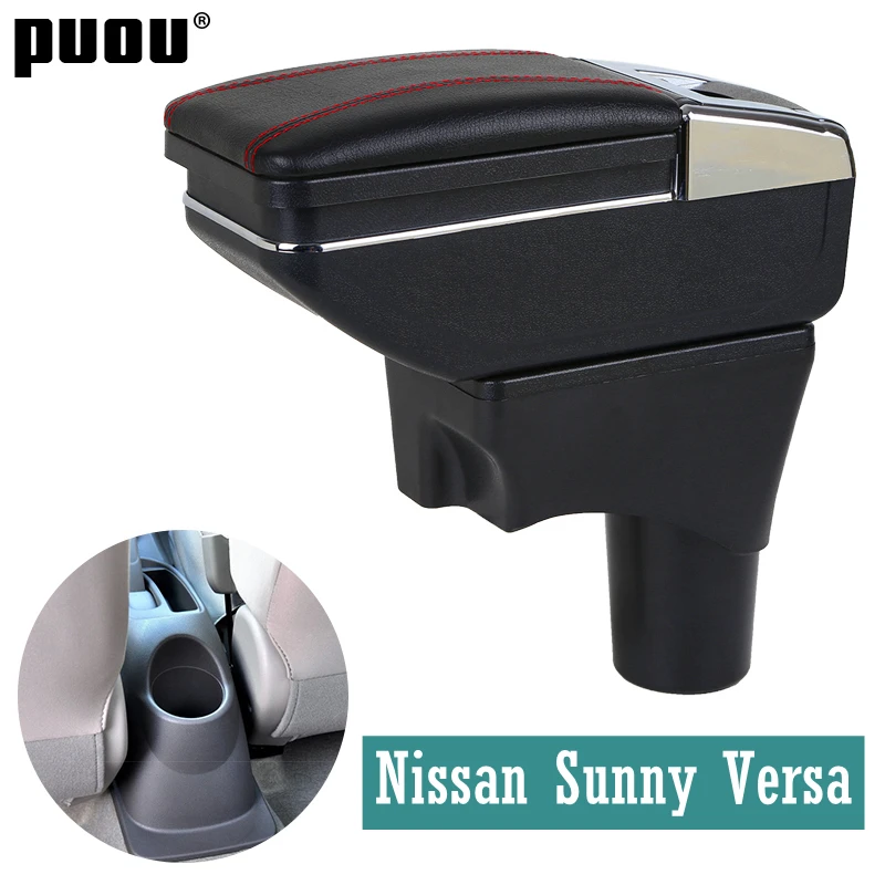 

Center Centre Console Storage Box For Nissan VERSA Sedan Latio Sunny 2012-2018 Double layer Rotatable Armrest Box