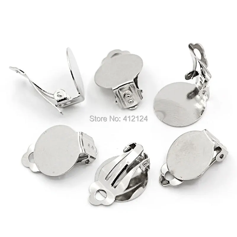 250 Pcs Silver Tone Alloy Earring Clip Jewelry Making Findings 15x20mm