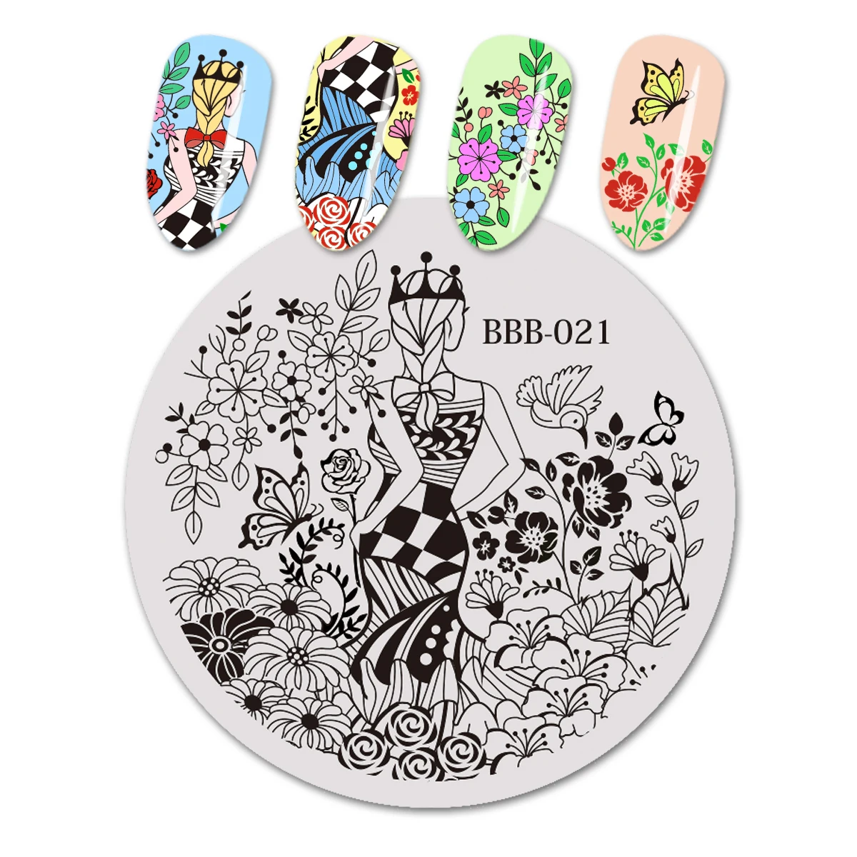 BeautyBigBang штамповочная пластина для ногтей круглый Леопардовый цветочный узор винтажный штамп для ногтей из нержавеющей стали шаблон инструмент для дизайна ногтей BBB-013