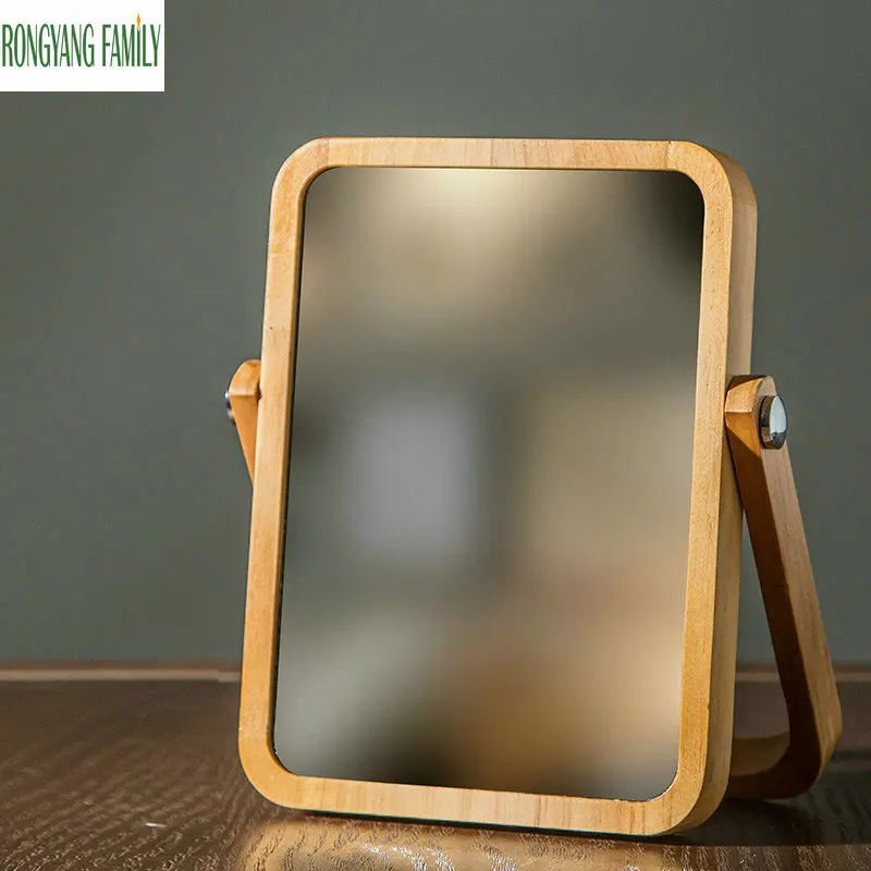 Espejo de maquillaje europeo, accesorios de baño de madera, espejo de decoración de escritorio, espejo de tocador cosmético de alta claridad Espejo de maquillaje europeo, accesorios de baño de madera, espejo de decoración de escritorio, espejo de tocador cosmético de alta claridad