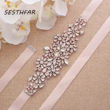 Свадебные пояса розовое золото кристалл жемчуг пояс невесты роскошные стразы свадебные лента для свадьбы Длинные платья J183RG