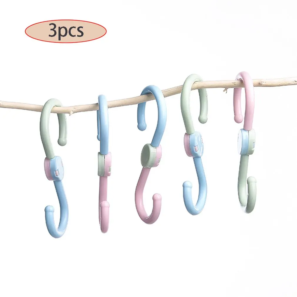 

Practical Wardrobe Hook 360 Rotating Dual-color S-shaped Plastic Portable Hook Multifunctional Dual-head Hook (3 sets)