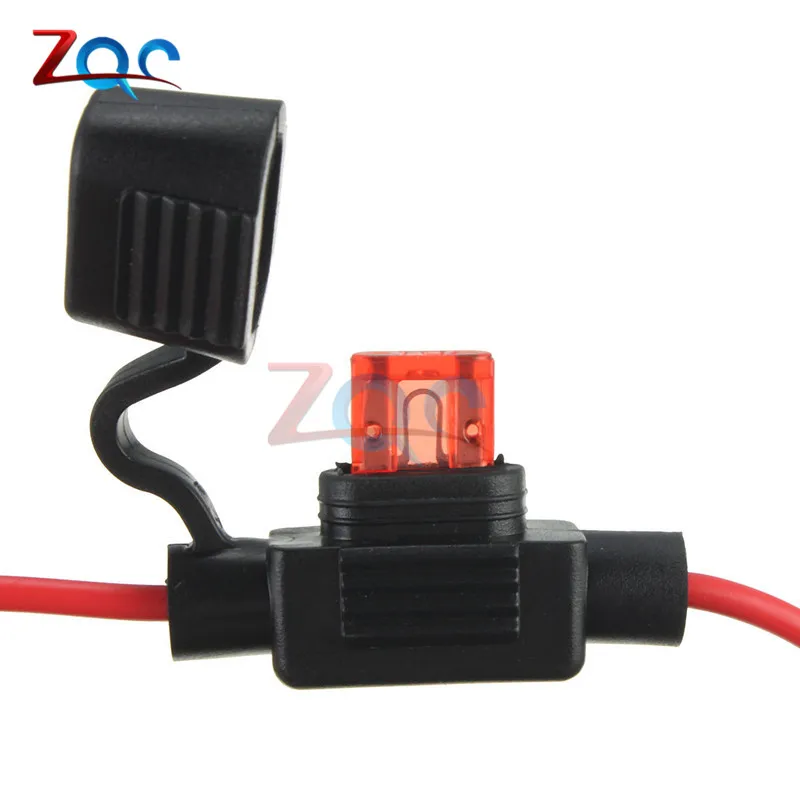 10PCS Waterproof Power Socket Mini Blade Type In Line Fuse Holders with 10A Fuse