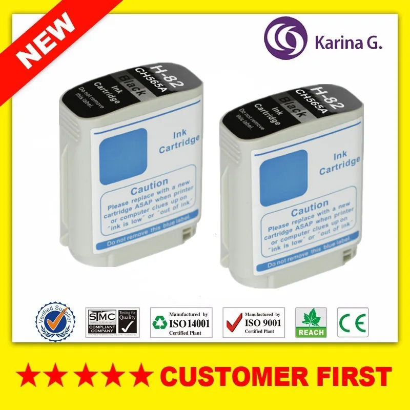 

2X Black compatible ink Cartridge for HP 82 HP82 CH565A suit for HP Designjet 10ps/120nr/20ps/500/500 Plus/500ps/50ps/510/800