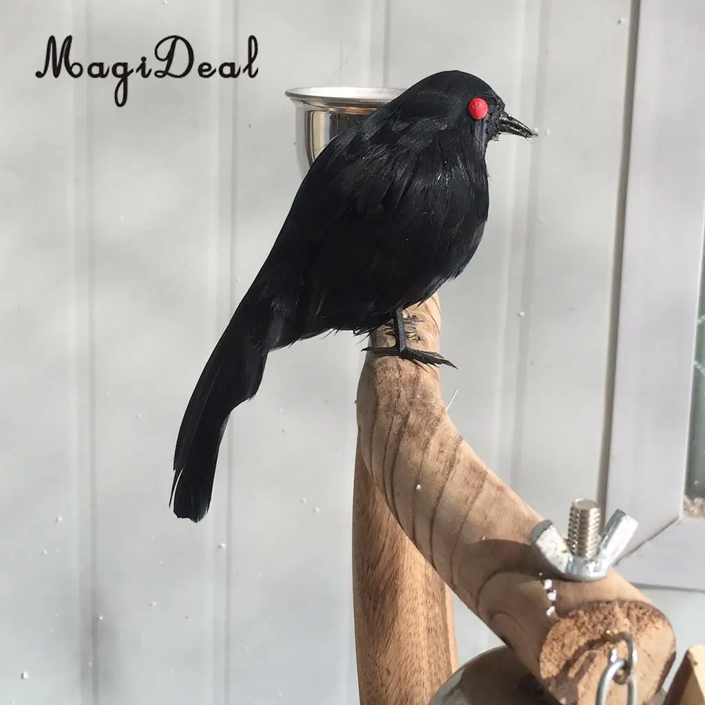 Lifelike Size Full Body Halloween Decoration Bird Fake Black Feathered Crows Ravens Indoor Outdoor Holiday Decor Ornament