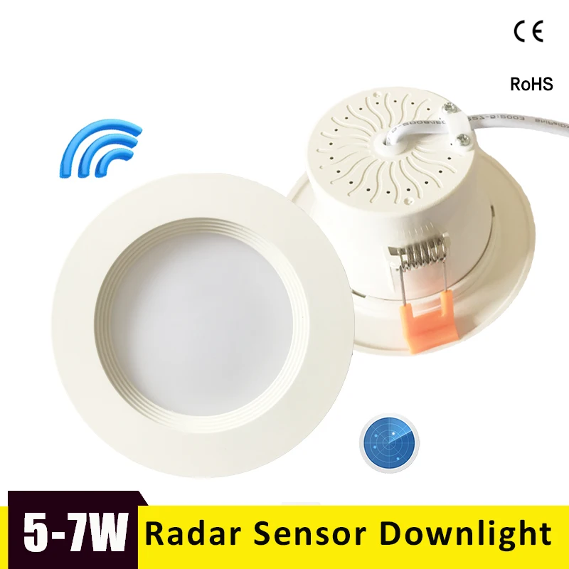 Radar Motion Sensor LED Downlight 5W 7W Intelligent Round Recessed