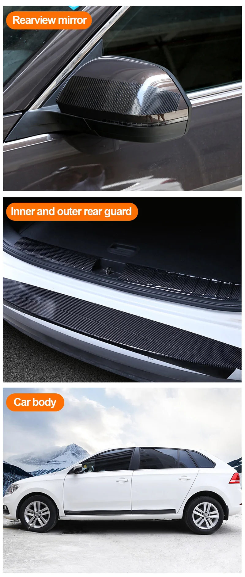 2In x 33Ft, Black Car Door Sill Protector Bumper Protector Carbon Fiber Car Wrap Film 5D Gloss Black Vinyl Automotive Wrap Film Self-Adhesive Anti-Collision Film Fits for Most Car 