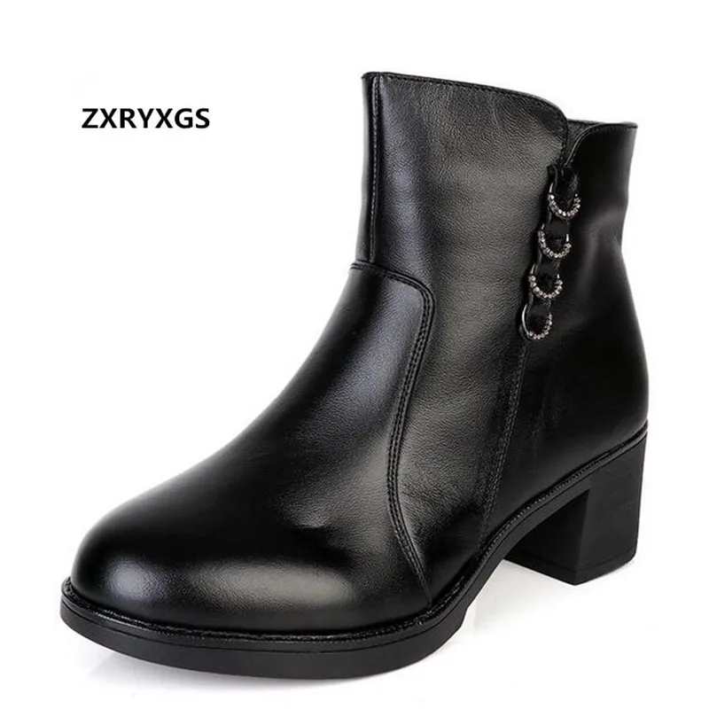 

ZXRYXGS Brand Boots Women Boots 2018 New Autumn Winter Boots Fashion Casual Shoes Woman Shoes Cowhide Thick Heel Martin Boots