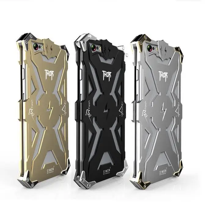 

For Apple iPhone 6 6S Metal Phone Cases Thor Series Aviation Aluminum Case for iPhone 6 6S PLUS Tempered Glass Screen Protector