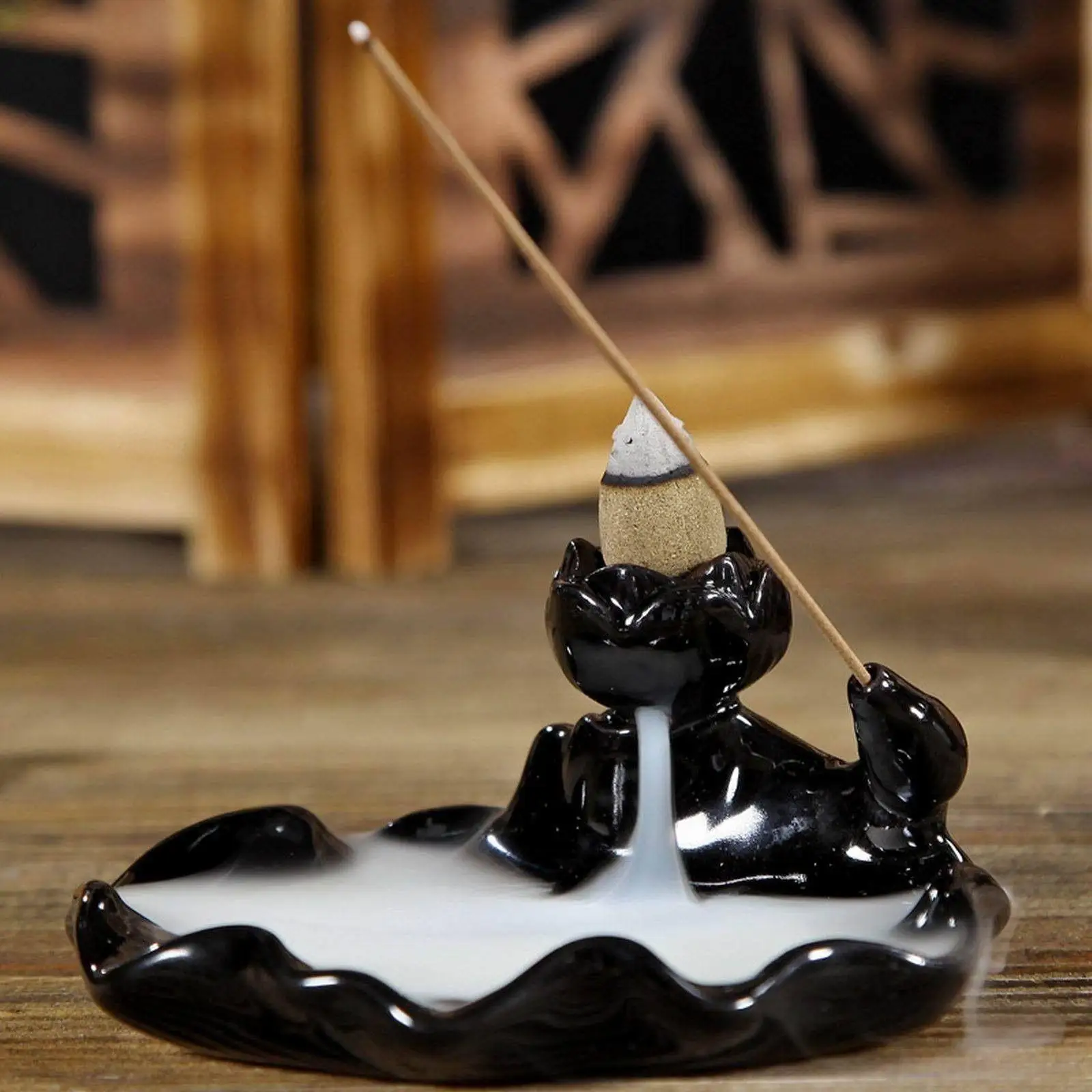 Chinese handmade ceramic lotus Incense Burner censer holder cones