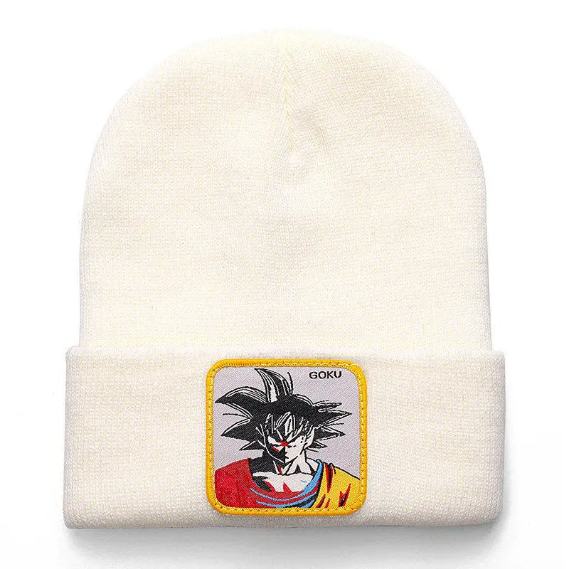 Dragon Ball Z GOKU Beanie Hat высококачественные хлопковые повседневные шапочки для мужчин и женщин теплая вязаная зимняя шапка модная однотонная Кепка в стиле унисекс - Цвет: goku white