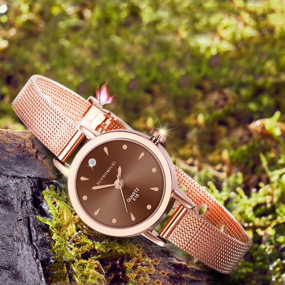 

Simple Classic Watch Retro Diamond Pattern Casual Women Exquisite Quartz Luxury Gold Mesh Strap WristWatch Relogio Feminino
