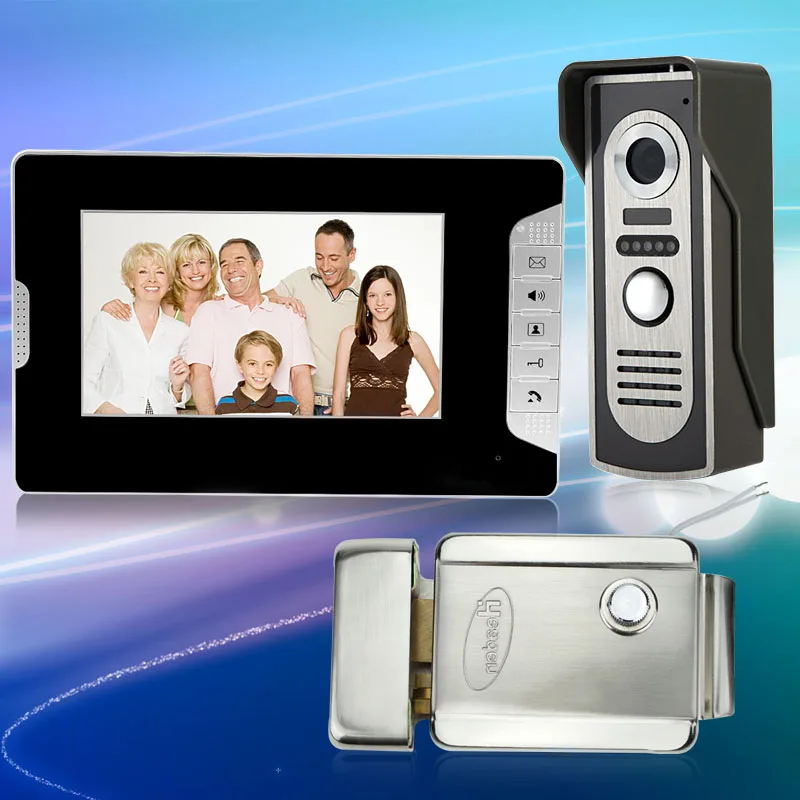 Beste Kleur Video Deurtelefoon 7 Inch Intercom Systeem Met Elektrische Controle Lock + IR Outdoor Camera Met Nachtzicht Voor thuis Alarm