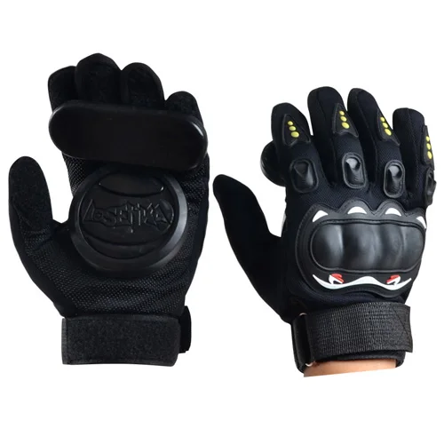 Skateboard Longboard Slide Gloves With Slider Professional Protective Gloves For Skating - Цвет: black