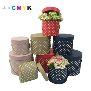 

dot point round florist packing flowers gift box 3pcs/set floral boxes buy 2 sets 10% OFF wedding party decoration souvenirs