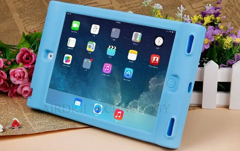 Для нового iPad 9,"() Детский безопасный противоударный резиновый силиконовый чехол-подставка с подставкой
