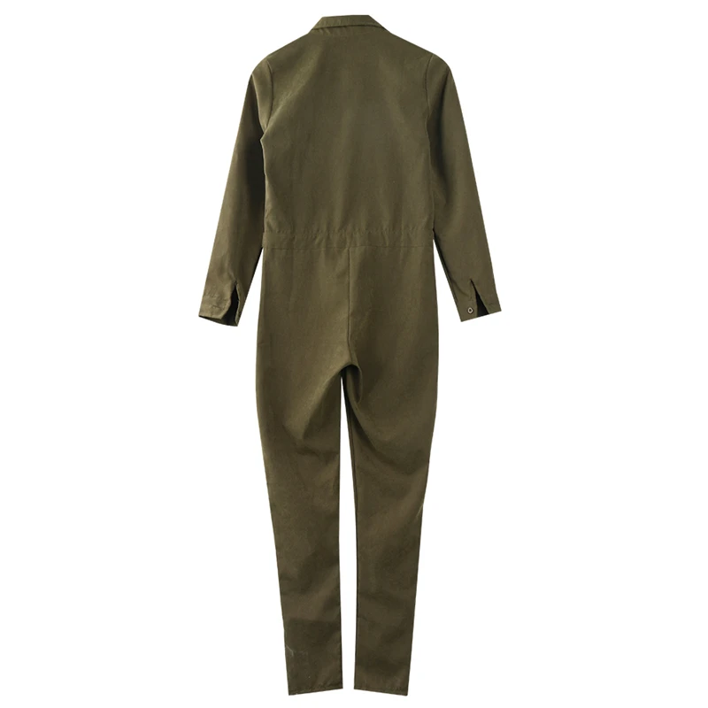 Женский комбинезон с длинным рукавом на пуговицах отложным воротником|jumpsuit romper