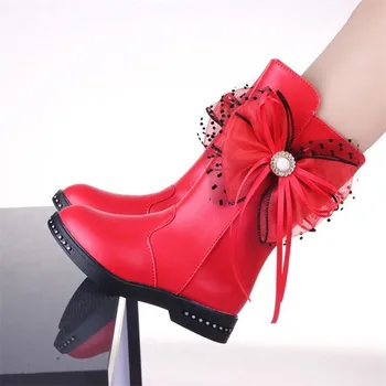 

MHYONS Girls boots autumn and winter 2019 new beautiful princess boots children's boots girls high boots anti-skiing boots zip