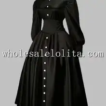 Готическое черное британское викторианское платье эпохи пуговицы спереди вечерние платья