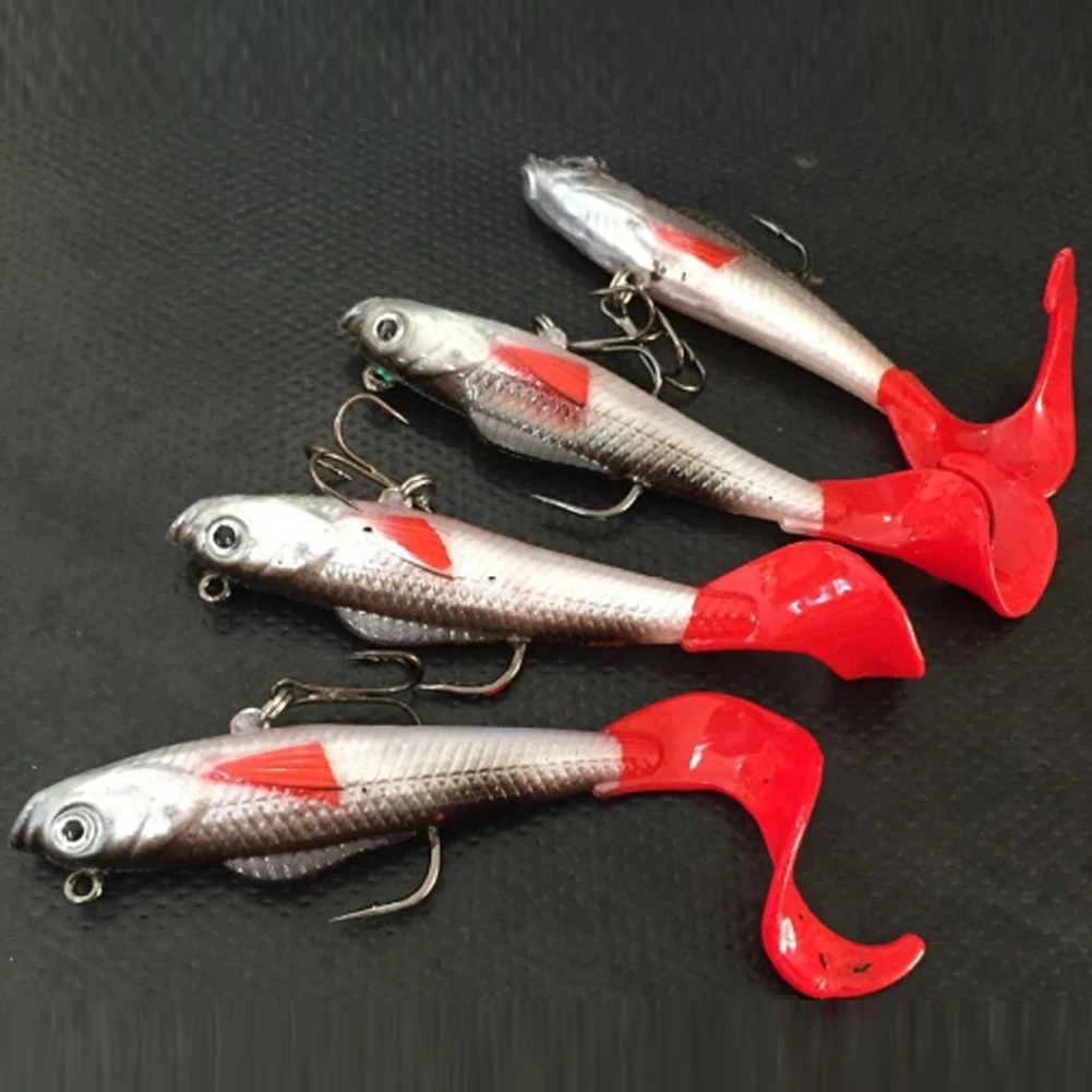 

New Hot Sales Red Fishtail Fishing Lures Lead Coating Soft Bait Fishing Tackle