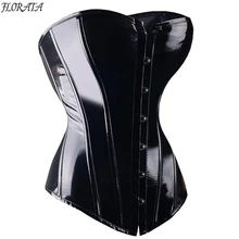 Sexy PVC Nero Corsetto di Overbust Steampunk Baschi Lingerie Top - Goth Rock Corsetto di Cuoio Sexy Vita Trainer Corsetto per le donne