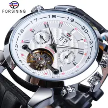 Forsining White Tourbillon Mechanical Men Watches Automatic Calendar Skeleton Genuine Leather Belts Wristwatch Relogio Masculino Forsining White Tourbillon Mechanical Men Watches Automatic Calendar Skeleton Genuine Leather Belts Wristwatch Relogio Masculino