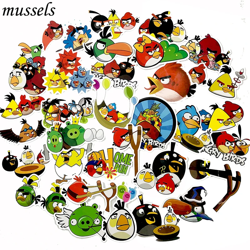 

100 Pcs Cartoon Game Series Angry Red Bird Birds Toy Sticker Forskateboard Guitar Motorcycle DIY Luggage Truck
