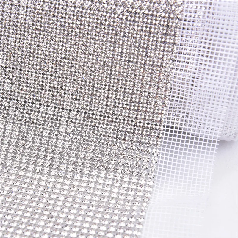 

1 ярд Bling Ss12 3 мм прозрачный бриллиантовый Кристалл Стразы сетка 36 рядов сетка стандартная Серебряная основа белая ткань Diy швейное кружево