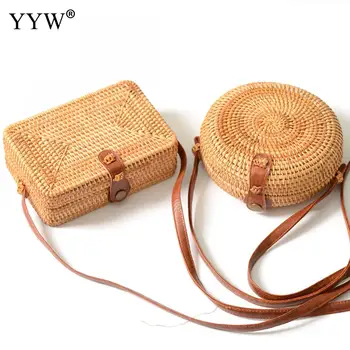 

Straw Weaving Beach Bag Circular & Box Crossbody Bags for Women 2018 Small Women's Handbags Bohemian Female Messneger Bags