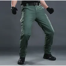 Мужские карманы военный фанат тактические брюки можно положить наколенники Спортивная подготовка на открытом воздухе альпинистские походные армейские эластичные талии длинные брюки