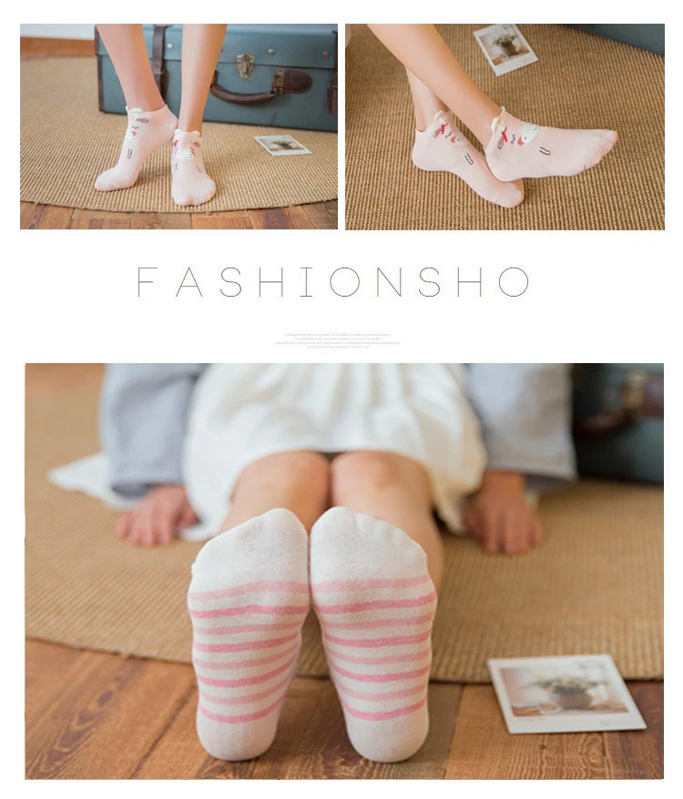 5 пар, Новое поступление, женские хлопковые носки, розовый цвет, милый кот, короткие носки до лодыжки, женские носки, повседневные, с ушками животных, с красным сердцем, носки для девочек 35-40