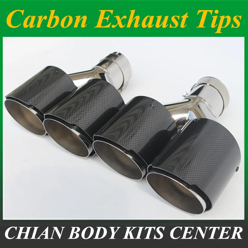 2PCS Universal DUAL Exhaust Tip Glossy carbon fiber exhaust pipe tail quad AK exhaust muffler tip Car Exhaust Tip tailpipe 2PCS Universal DUAL Exhaust Tip Glossy carbon fiber exhaust pipe tail quad AK exhaust muffler tip Car Exhaust Tip tailpipe