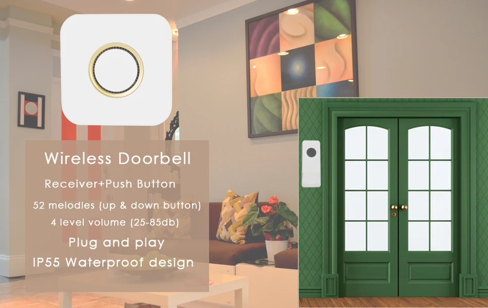 06CTVMAN Wireless Door Bell Wifi Doorbell Wireless Waterproof Button