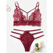Дамское кружевное белье с ресницами Porno бандаж просвечивающий бюстгальтер комплект стринги Нижнее белье Femme сексуальный ансамбль Lenceria