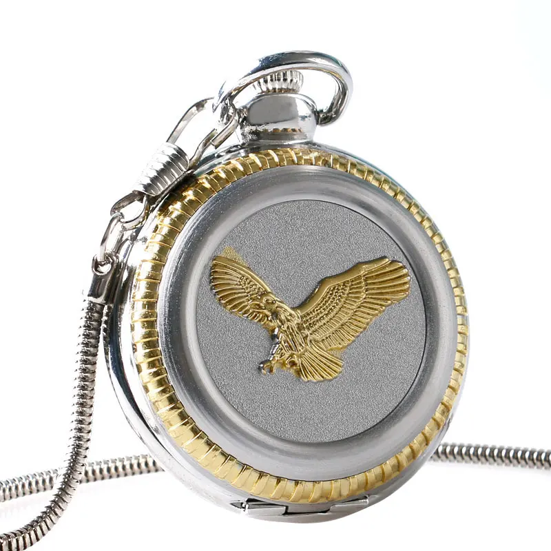 Классические карманные часы Изысканный 3D Золотой Flying Eagle Вырезка кулон змея цепи deluxe Для мужчин Для женщин часы Роскошные Бизнес подарки