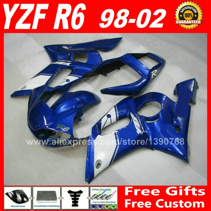 

High quality Fairings kit for YAMAHA YZF R6 98 99 00 01 02 blue ABS parts fairing kits 1998 1999 2000 2001 2002 XRS2