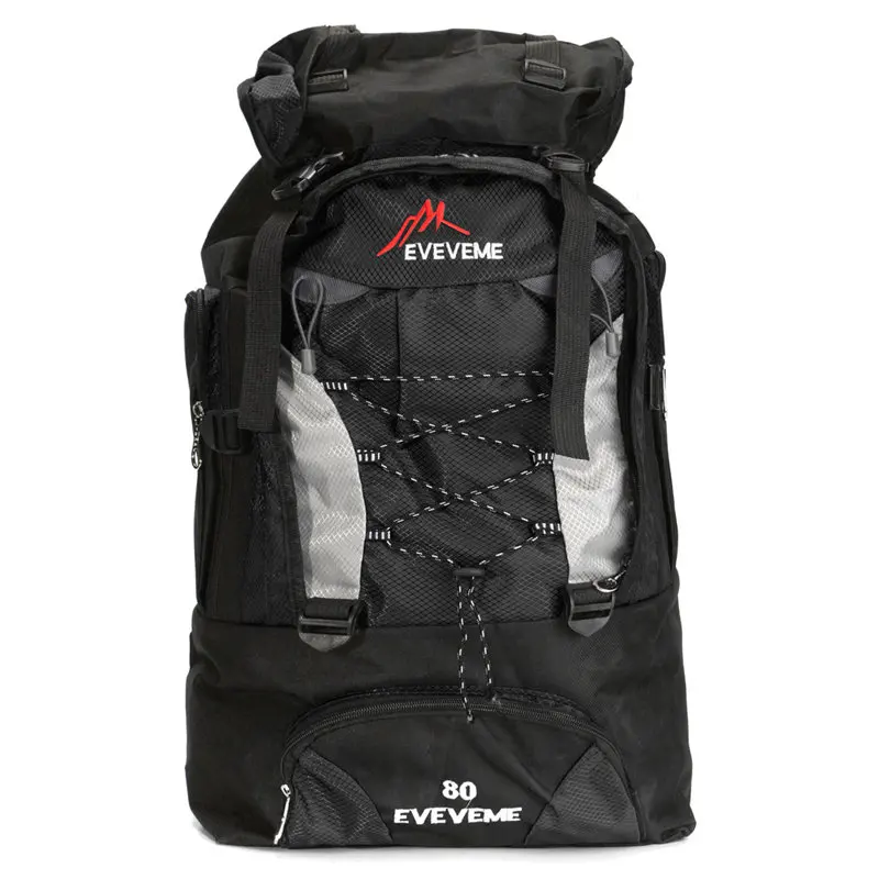 Открытый 80L походный рюкзак, спортивные рюкзаки, сумка для альпинизма, рюкзак для путешествий, снаряжение для альпинизма - Цвет: Black