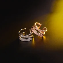 With Opening Ring Double Cross Knuckle Charm Jewelry Hollow Simple Rings Punk Silver Gold Color Ring For Women Female Finger chic hollow out letter opening ring for women