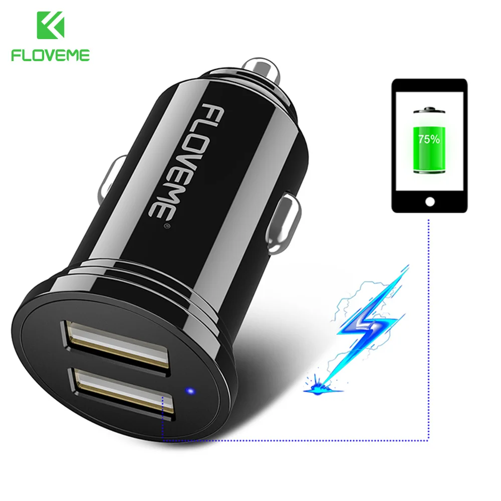 FLOVEME Dual USB Car Charger For iPhone 7 8 Plus X Universal Charger For Samsung Galaxy S9 S8 Plus USB Charger For Xiaomi mi8   