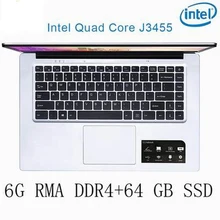 P2-03 6G RAM 64G SSD Intel Celeron J3455 Gaming laptop notebook computer keyboard and OS language available for choose