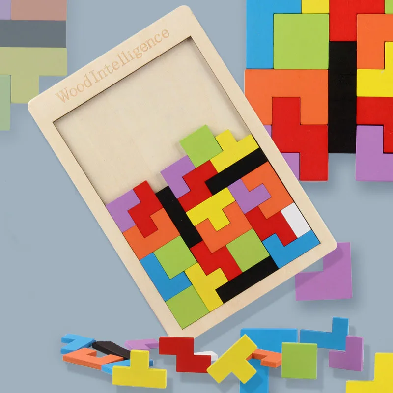 Детские красочные деревянные Танграм тетрис головоломки игрушки мозговой Прорезыватель доска Дошкольное волшебство интеллект игры игрушки подарок